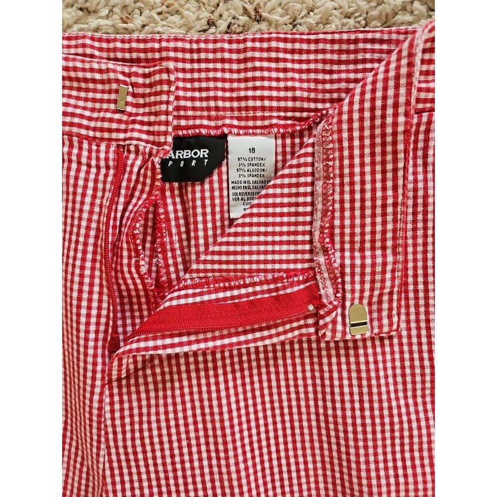 Vintage Sag Harbor Womens Red Gingham Cropped Pants 18 Cotton Country Picnic - Picture 6 of 13
